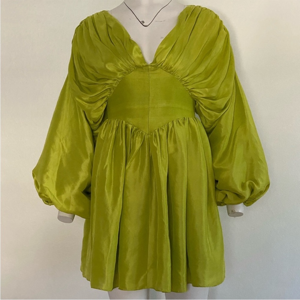 Azeeza Vibrant Green Puff Sleeve Dress